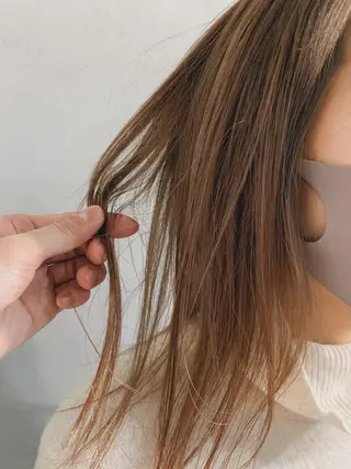 セミロング カラー ヘアアレンジ ボブパーマコテ巻き風 パーマNo1深江秀平のヘアスタイル