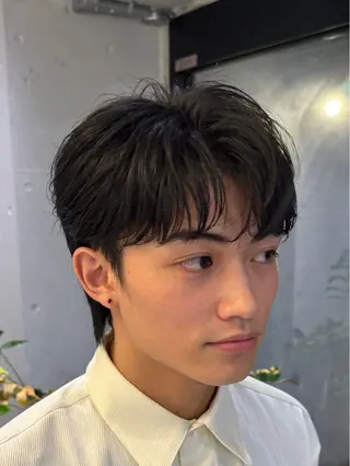 パーマ メンズ 曲がる縮毛矯正/メン ズカット髪質改善のヘアスタイル
