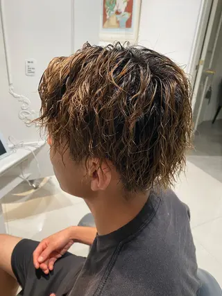 ショート カラー パーマ メンズ air aoyama 大地勇人のヘアスタイル