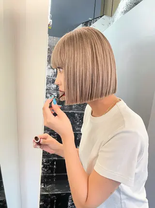 ショート カラー ヘアアレンジ 🎀透明感カラー 韓国ヘア🎀mahoのヘアスタイル