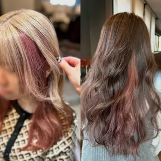セミロング カラー ヘアアレンジ Rina🍒レイヤー 透明感ブリーチ💎のヘアスタイル