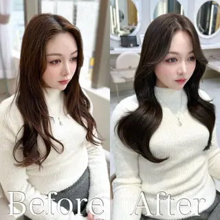 セミロング カラー 🇰🇷韓国風くびれ ヘア🇰🇷中村優大のヘアスタイル