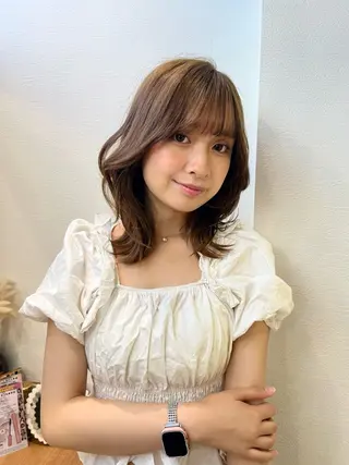 ミディアム ‎🤍レイヤー/ 縮毛矯正🖤菊池瑛士のヘアスタイル