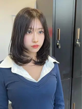 セミロング カラー 韓国ヘア🇰🇷 スズキのヘアスタイル