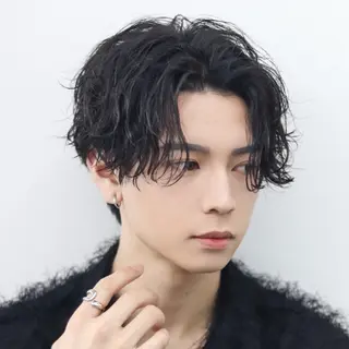 ショート カラー パーマ メンズ 🔥メンズ極🔥韓国 シャドウ/波巻き柿崎のヘアスタイル
