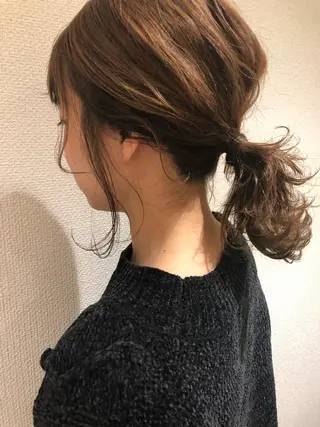 ミディアム カラー パーマ ヘアアレンジ 大山 望のヘアスタイル