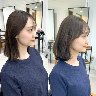 ミディアム カラー パーマ ヘアアレンジ メンズ キッズ レイヤーカット/ 巻ける縮毛矯正のヘアスタイル