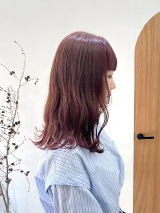 ミディアム カラー ヘアアレンジ ハル🌸柔色/ ブリーチなし/艶髪のヘアスタイル