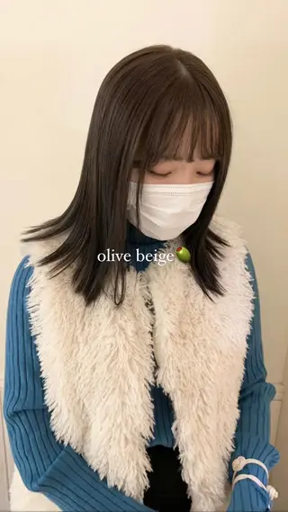 セミロング 落合希 Olivebeigeのヘアスタイル