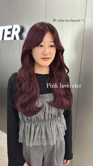 ロング カラー 暗髪🩶ラベンダー/ ブルー/ユウナ🤍のヘアスタイル