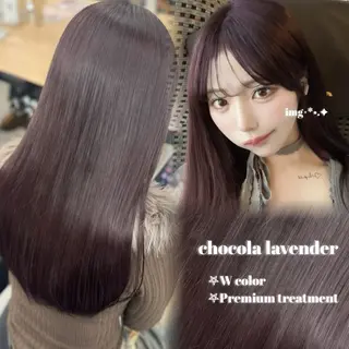 セミロング カラー ヘアアレンジ 🤍淡色ピンク&ラベ ンダーYUKI🤍のヘアスタイル