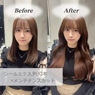 セミロング ブリーチ無しカラー/ エクステ/スズ🤍のヘアスタイル