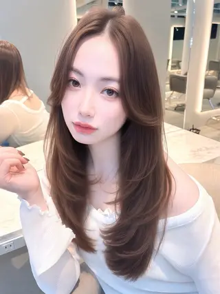 ロング 顔周り/レイヤー/ 銀座/kaede🎀のヘアスタイル