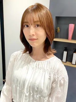 ミディアム カラー saki🌼ボブ× 透明感カラー🌼のヘアスタイル