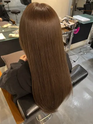 ロング カラー パーマ 縮毛矯正 / 透明感カラー首藤大翔のヘアスタイル