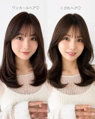 セミロング 顔周り/くびれヘア 韓国ヘア💕風間るなのヘアスタイル