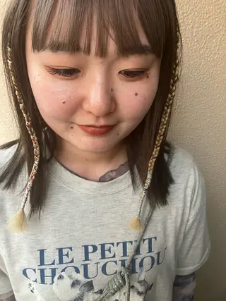 ミディアム 韓国エクステ／羽エク ダブルスキル💛のヘアスタイル