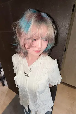 ミディアム カラー 岡山ハイトーン・ ルーツカラー/こもものヘアスタイル