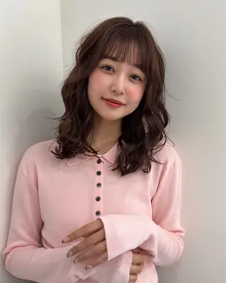 ミディアム パーマ 髪質改善カラー Unami 太田英寿のヘアスタイル