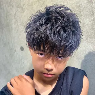 ショート カラー パーマ メンズ 🔥メンズ極🔥韓国 シャドウ/波巻き柿崎のヘアスタイル
