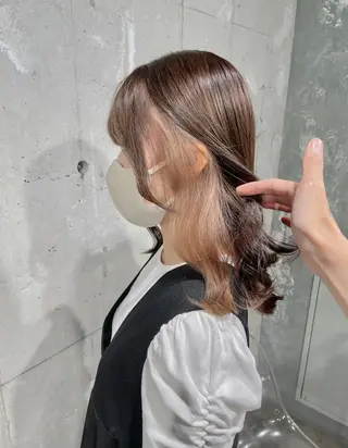 ミディアム カラー ベージュカラー💖 やすひろのヘアスタイル