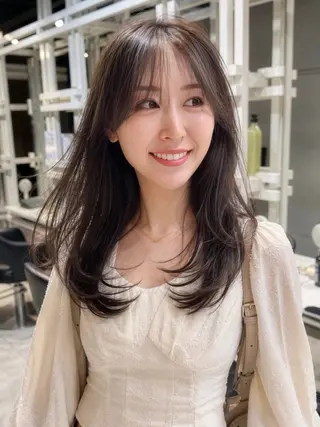 セミロング 恵比寿韓国レイヤー× 艶透明感カラー大場のヘアスタイル