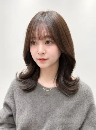 セミロング 顔周り/くびれヘア 韓国ヘア💕風間るなのヘアスタイル