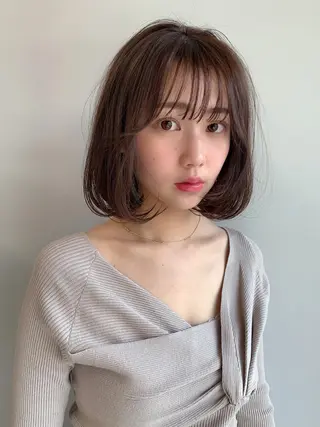 ミディアム カラー 透明感カラー✂︎ /縮毛矯正/YUKAのヘアスタイル