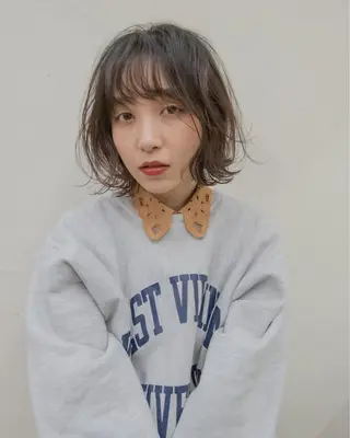 ミディアム カラー パーマ gite カワムラナオキのヘアスタイル
