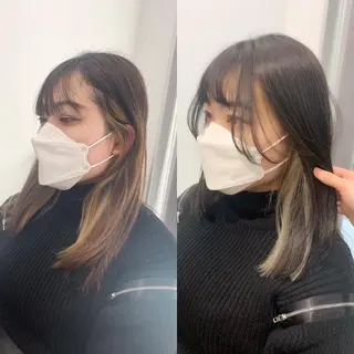 ロング カラー パーマ ヘアアレンジ メンズ キッズ ネイル マツエク・マツパ アイブロウ 似合せレイヤー／ 柔らか透明感カラーのヘアスタイル