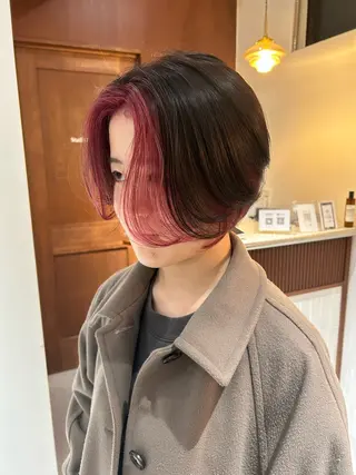 ショート カラー ヘアアレンジ ナチュラルレイヤー/ ボブパーマ/カネコのヘアスタイル