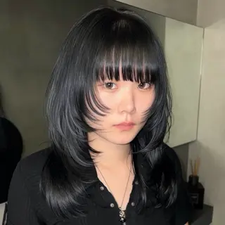 ミディアム カラー ハッシュカット/レイ ヤー/🌟チャンのヘアスタイル