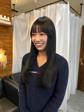 ロング カラー 顔周りカット ピンク カラー🩰りりのヘアスタイル