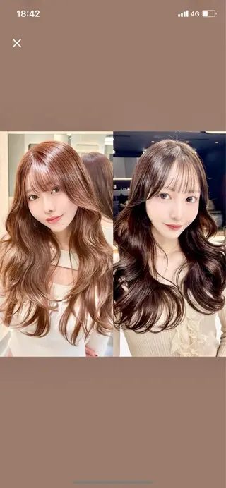 セミロング カラー パーマ ✨美髪矯正×髪質改善 🍎カイト🍎渋谷のヘアスタイル