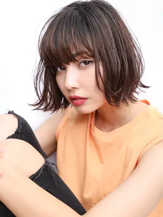 ミディアム カラー パーマ THE USUAL ユージュアルのヘアスタイル