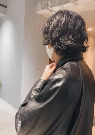 ショート カラー メンズ ボブパーマコテ巻き風 パーマNo1深江秀平のヘアスタイル