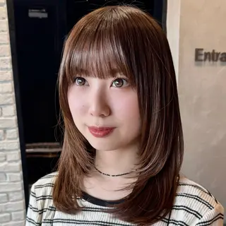 ミディアム カラー ヘアアレンジ 暖色/レイヤー/ショ ート/hana🌸のヘアスタイル