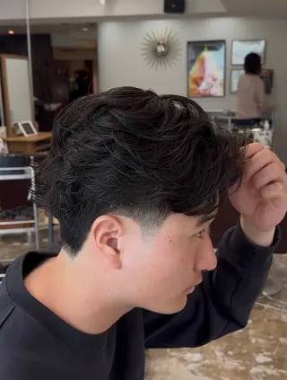 ミディアム パーマ メンズショート メンズ特化パーマのヘアスタイル