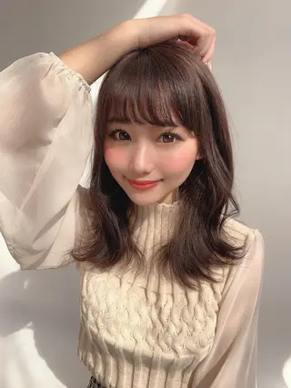 ミディアム カラー パーマ 銀座✨レイヤーカット 顔まわり/坂本亜裟海のヘアスタイル