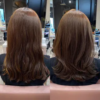 セミロング 顔まわりカット🌟 くびれヘア/寺門遥輝のヘアスタイル