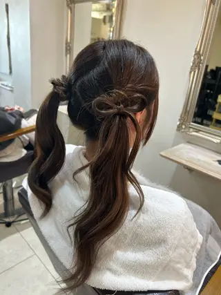 セミロング ヘアアレンジ 透明感カラー🤍 韓国ヘア.nanoのヘアスタイル