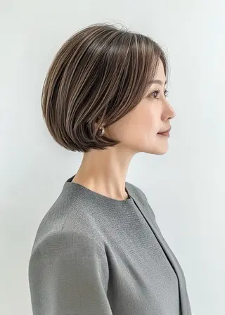 セミロング 上原成統/艶カラー/ 白髪ぼかし/表参道のヘアスタイル