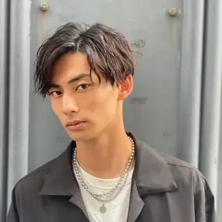 ミディアム パーマ メンズ 池袋メンズパーマ フェード純平のヘアスタイル