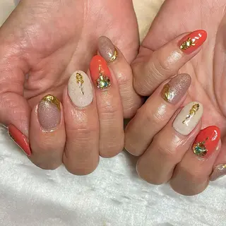 ミディアム カラー パーマ ヘアアレンジ メンズ キッズ ネイル マツエク・マツパ el. by Aoのネイルデザイン