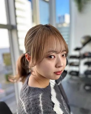 ミディアム カラー パーマ ヘアアレンジ ⭐️銀座/ショート/ 艶カラー/りょうがのヘアスタイル