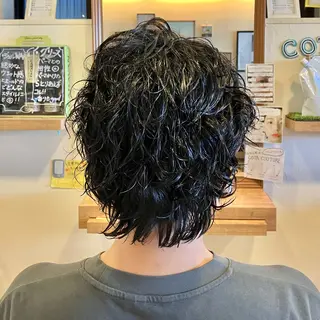 ミディアム パーマ メンズ 森田 研司のヘアスタイル