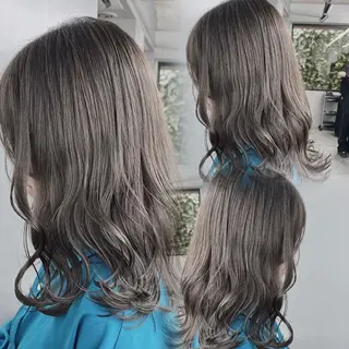 セミロング カラー 透明感カラー グレージュ/あいのヘアスタイル