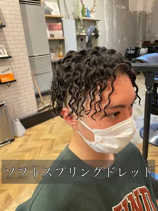 ミディアム パーマ メンズ エクステ指名No.1 【店長】橘田のヘアスタイル