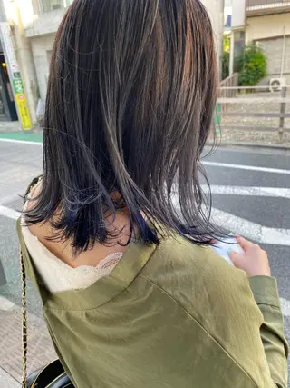 ミディアム カラー 森貴裕/ニュアンス パーマ/オリーブのヘアスタイル