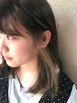 セミロング カラー 清水 ちひろ ✄トップスタイリストのヘアスタイル